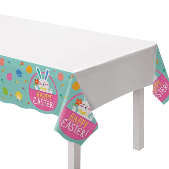 102&#x22; Funny Bunny Plastic Table Covers, 3ct.